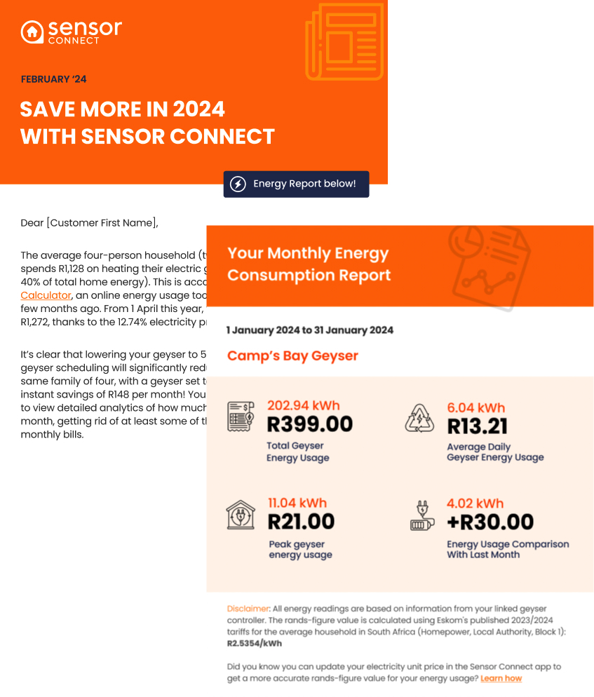Monthly energy report mailer sent to customers
