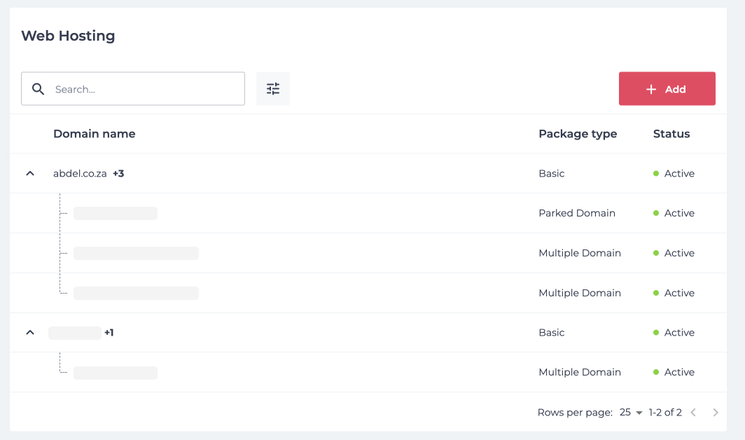 Web Hosting product listing in xCP
